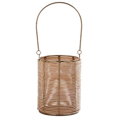 Orsina Malacca Small Hurricane Candle Holder | Gold Woven Lantern