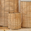 Orsina Malacca Small Hurricane Candle Holder | Gold Woven Lantern