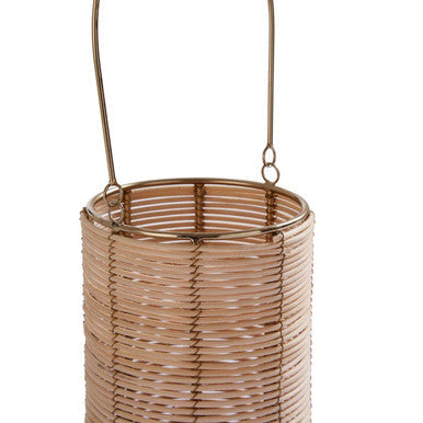 Orsina Malacca Small Hurricane Candle Holder | Gold Woven Lantern