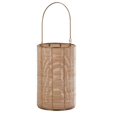 Orsina Malacca Medium Hurricane Candle Holder – Rattan and Gold