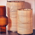 Orsina Malacca Medium Hurricane Candle Holder – Rattan and Gold
