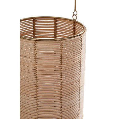 Orsina Malacca Medium Hurricane Candle Holder – Rattan and Gold