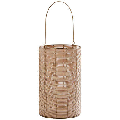 Orsina Malacca Large Hurricane Candle Holder | Rattan & Gold Lantern