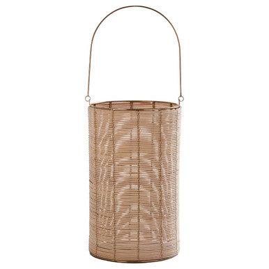 Orsina Malacca Large Hurricane Candle Holder | Rattan & Gold Lantern