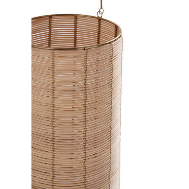 Orsina Malacca Large Hurricane Candle Holder | Rattan & Gold Lantern