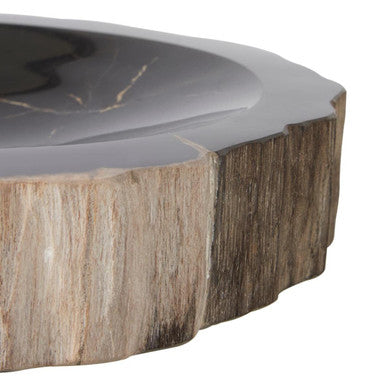 Orsina Petrified Wood Bowl – Black Live Edge Decorative Centerpiece