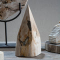 Orsina Relic Petrified Wood Pyramid Sculpture – Hand-Carved Decor