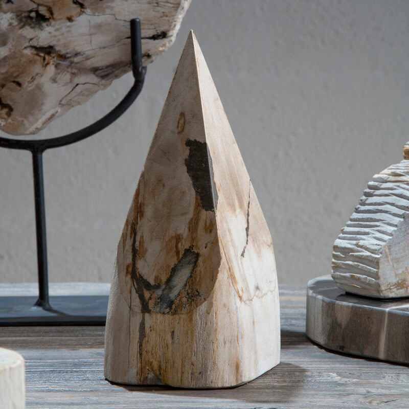 Orsina Relic Petrified Wood Pyramid Sculpture – Hand-Carved Decor