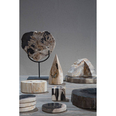 Orsina Relic Petrified Wood Pyramid Sculpture – Hand-Carved Decor