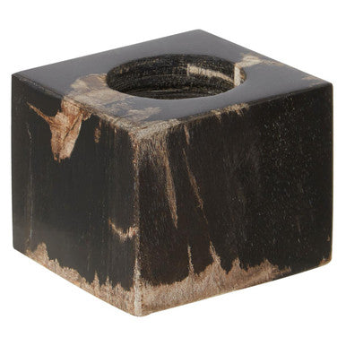 Orsina Relic Dark Petrified Wood Tealight Holder – Square Stone Decor