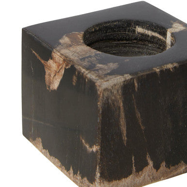 Orsina Relic Dark Petrified Wood Tealight Holder – Square Stone Decor