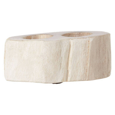 Orsina Petrified Wood Double Candle Holder – White Stone Pillar Stand
