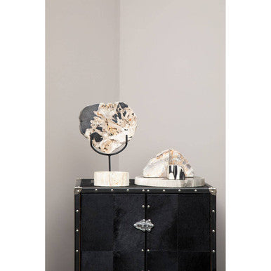 Orsina Petrified Wood Double Candle Holder – White Stone Pillar Stand