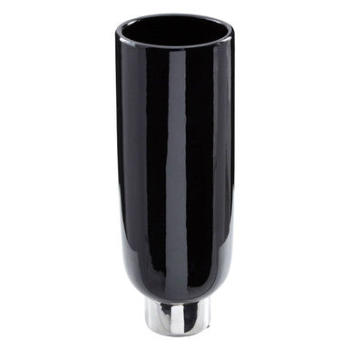 Orsina Callie Small Pedestal Vase – Modern Black and Silver Decor