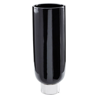 Orsina Callie Small Pedestal Vase – Modern Black and Silver Decor
