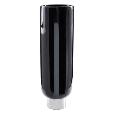 Orsina Callie Large Pedestal Vase | Black and Silver Modern Decor