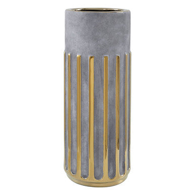 Orsina Harlie Large Ceramic Vase – Grey and Gold Decorative Vase