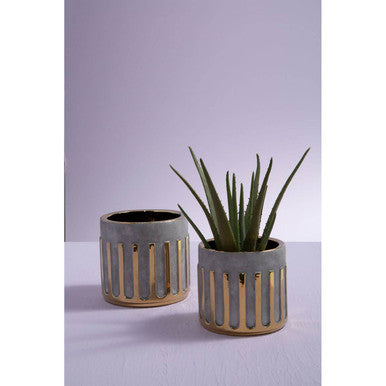 Orsina Harlie Small Ceramic Planter – Grey and Gold Succulent Pot