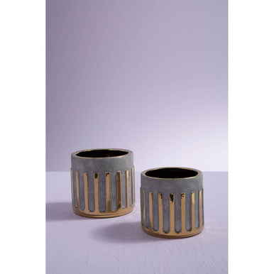 Orsina Harlie Small Ceramic Planter – Grey and Gold Succulent Pot
