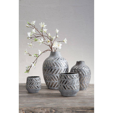 Orsina Helaine Small Geometric Vase – Grey and Silver Shelf Decor
