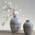 Orsina Helaine Small Geometric Vase – Grey and Silver Shelf Decor