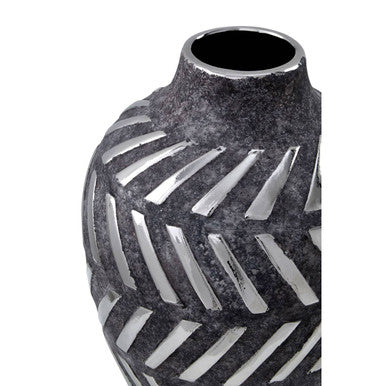 Orsina Helaine Small Geometric Vase – Grey and Silver Shelf Decor