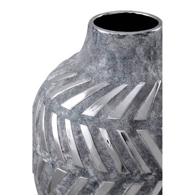 Orsina Helaine Large Geometric Vase – Grey and Silver Sculptural Decor
