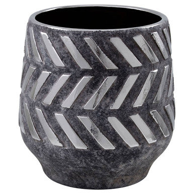 Orsina Helaine Large Ceramic Planter – Grey and Silver Geometric Pot