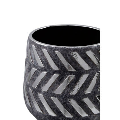 Orsina Helaine Large Ceramic Planter – Grey and Silver Geometric Pot