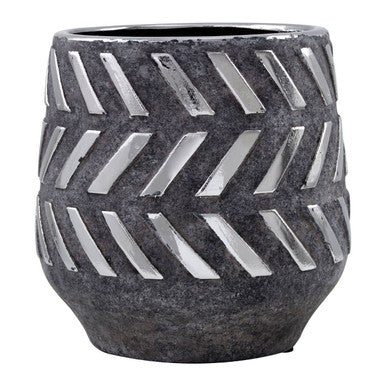 Orsina Helaine Small Geometric Planter – Grey and Silver Succulent Pot