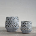 Orsina Helaine Large Ceramic Planter – Grey and Silver Geometric Pot