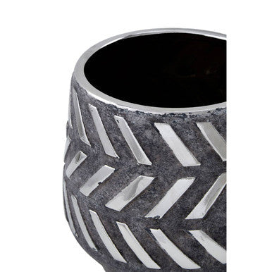 Orsina Helaine Small Geometric Planter – Grey and Silver Succulent Pot