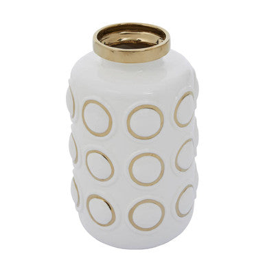 Orsina Curva Large White and Gold Ceramic Vase – Tall Sculptural Decor