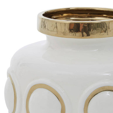 Orsina Curva Large White and Gold Ceramic Vase – Tall Sculptural Decor