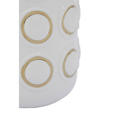 Orsina Curva Large White and Gold Ceramic Vase – Tall Sculptural Decor