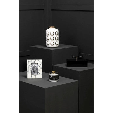 Orsina Curva Small Ceramic Vase – White and Gold Modern Table Decor