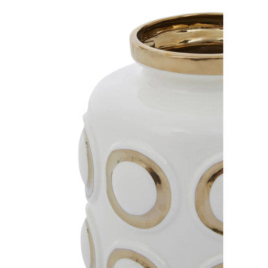 Orsina Curva Small Ceramic Vase – White and Gold Modern Table Decor