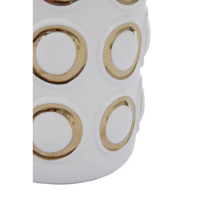 Orsina Curva Small Ceramic Vase – White and Gold Modern Table Decor