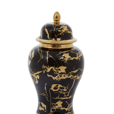 Orsina Marmo Large Ceramic Jar – Black and Gold Marble Effect