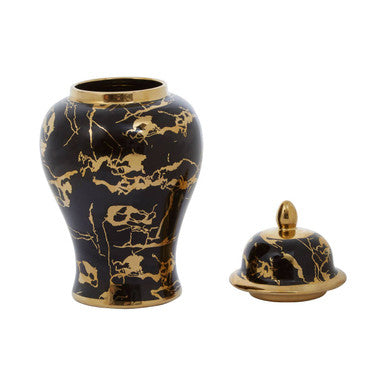 Orsina Marmo Large Ceramic Jar – Black and Gold Marble Effect