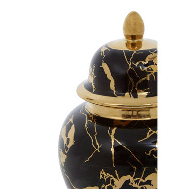 Orsina Marmo Large Ceramic Jar – Black and Gold Marble Effect