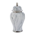 Orsina Marmo Large Ceramic Jar – Marble Effect with Silver Finial
