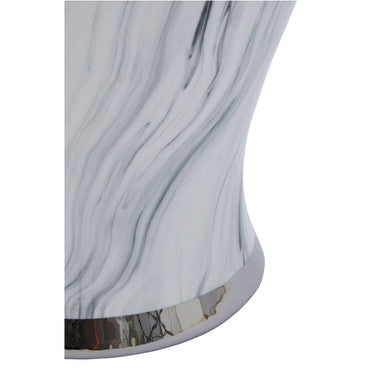 Orsina Marmo Large Ceramic Jar – Marble Effect with Silver Finial