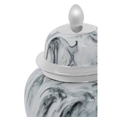 Orsina Marmo Grey and White Marble Effect Ceramic Jar with Silver Trim
