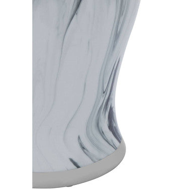 Orsina Marmo Grey and White Marble Effect Ceramic Jar with Silver Trim
