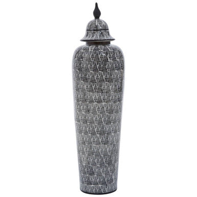 Orsina Punto Large Ceramic Jar – Black and White Monochrome Decor