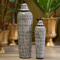 Orsina Punto Large Ceramic Jar – Black and White Monochrome Decor