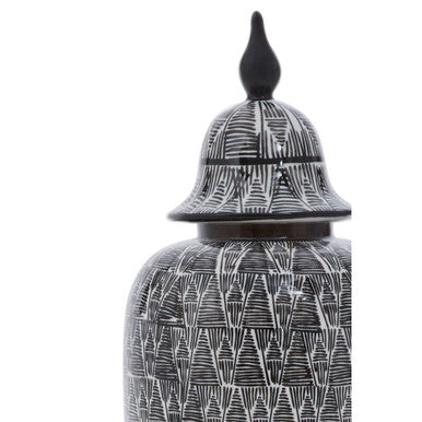 Orsina Punto Large Ceramic Jar – Black and White Monochrome Decor