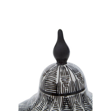 Orsina Punto Large Ceramic Jar – Black and White Monochrome Decor