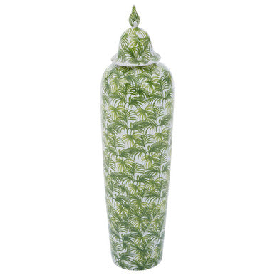 Orsina Selva Large Botanic Jar – Green and White Geometric Ceramic